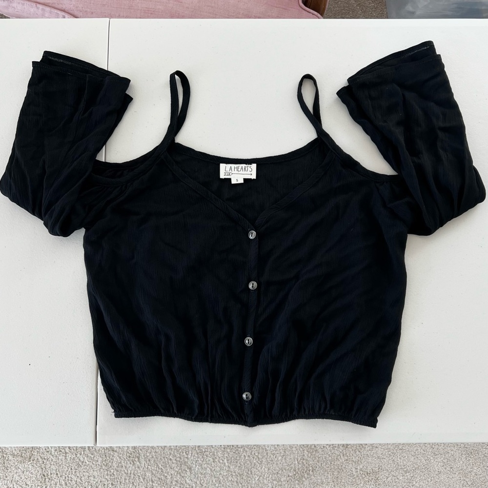 LA Hearts // NWOT Casual Boho Chic Flared Long Sleeve Open Shoulder Top